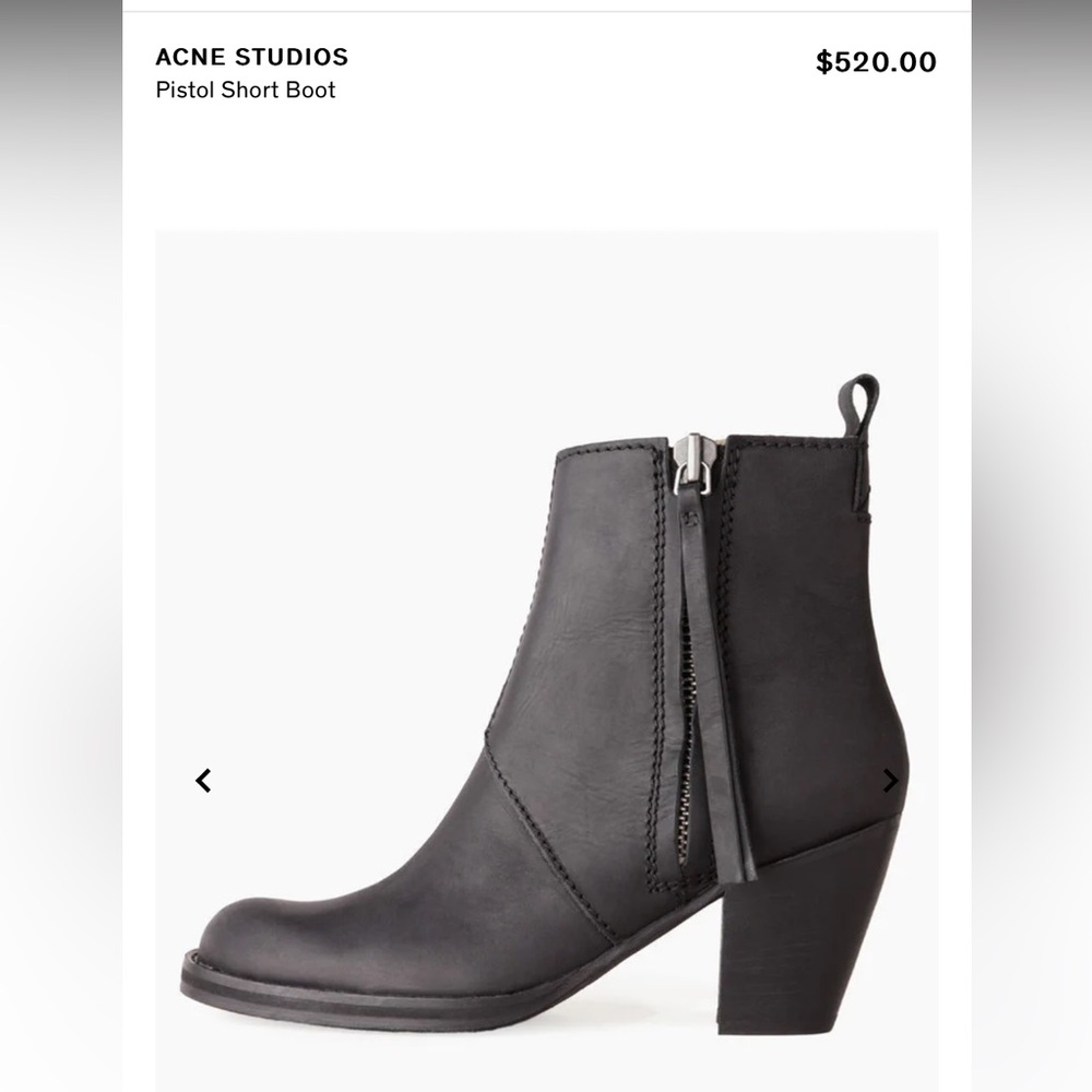 NWT Acne Studios Pistol Short Boot EU8, Black, Mint